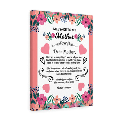 Mom Message Inspiration of my Life Mother Appreciation Wall Art Ready To Hang Stretched Canvas Framed Prints, Canvas