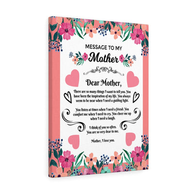 Mom Message Inspiration of my Life Mother Appreciation Wall Art Ready To Hang Stretched Canvas Framed Prints, Canvas