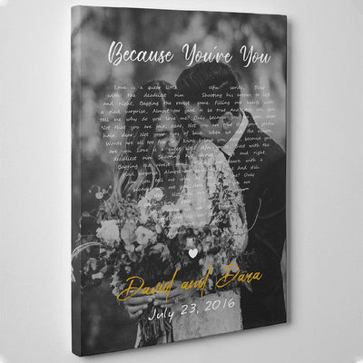 Personalized Home Decor Wall Art Gift Ideas Gift For Him, Customize Photo Love Song Lyrics Framed Prints, Canvas
