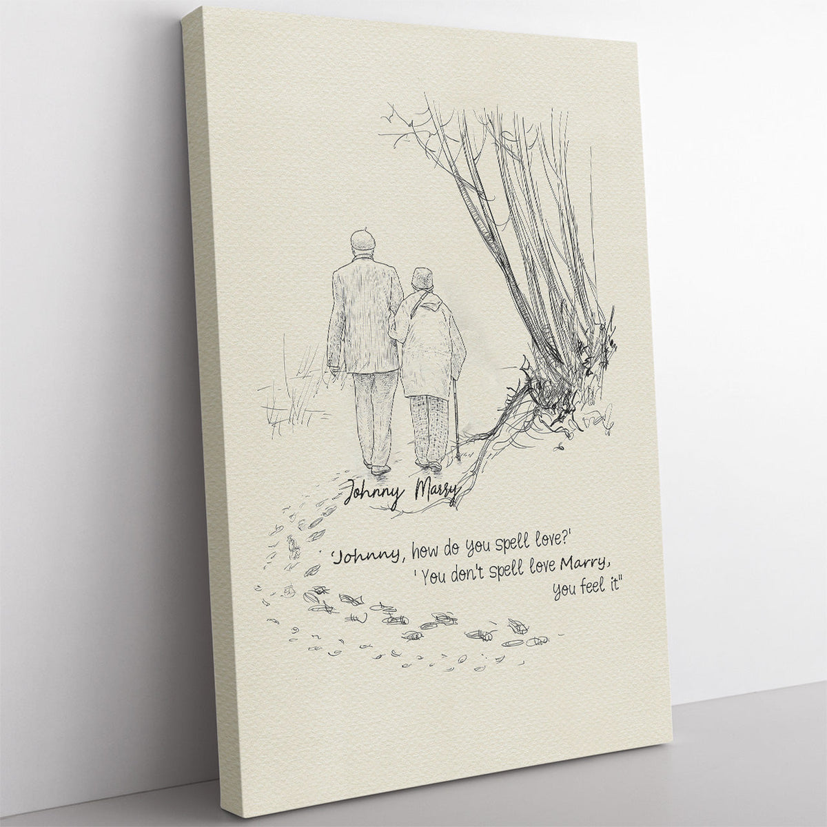 Custom Name Home Decor Wall Art Gift Ideas for Old Couple, How do You Spell Love Home Decor Wall Art Gift Ideas for Wife Framed Prints, Canvas