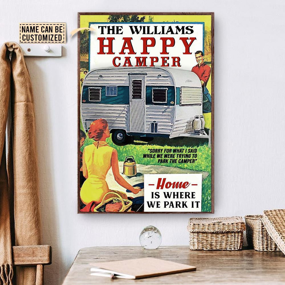 Personalized Canvas Frames Home Decoration Camping Retro Happy Camper  Framed Prints, Canvas