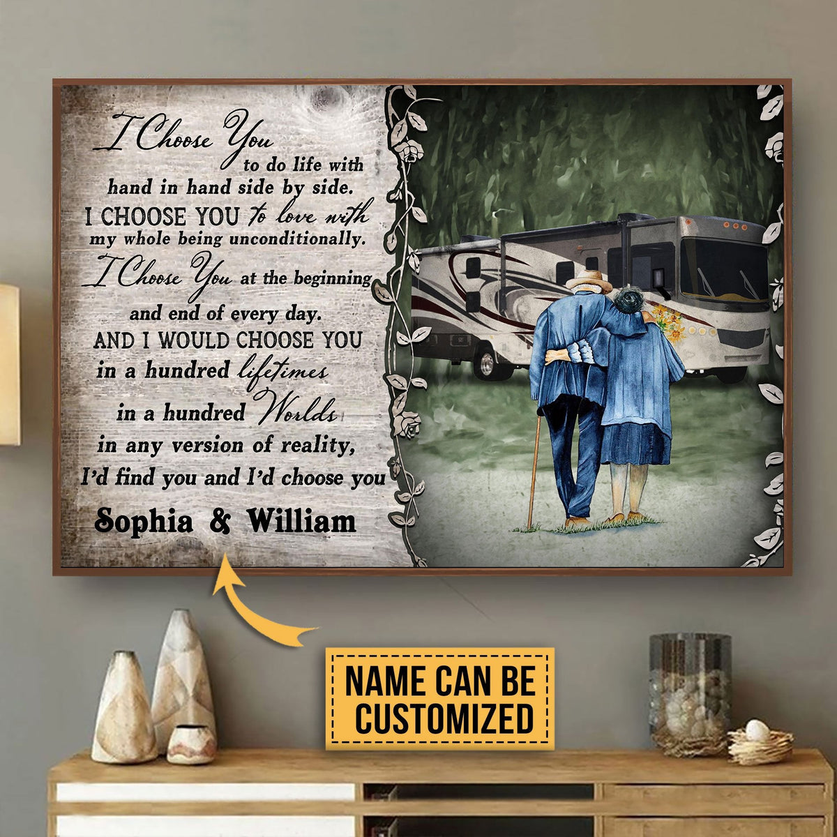 Personalized Canvas Frames Home Decoration Camping Class A I Choose You  Framed Prints, Canvas