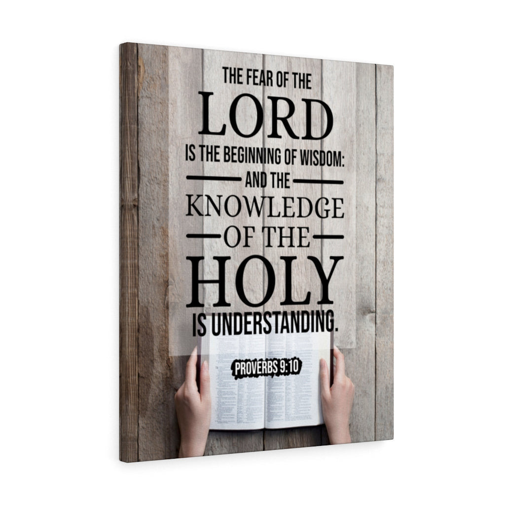 Scripture Canvas Beginning of Wisdom Proverbs 9:10 KJV Christian Wall Art Bible Verse Meaningful Home Decor Gifts Unique Housewarming Gift Ideas Framed Prints, Canvas