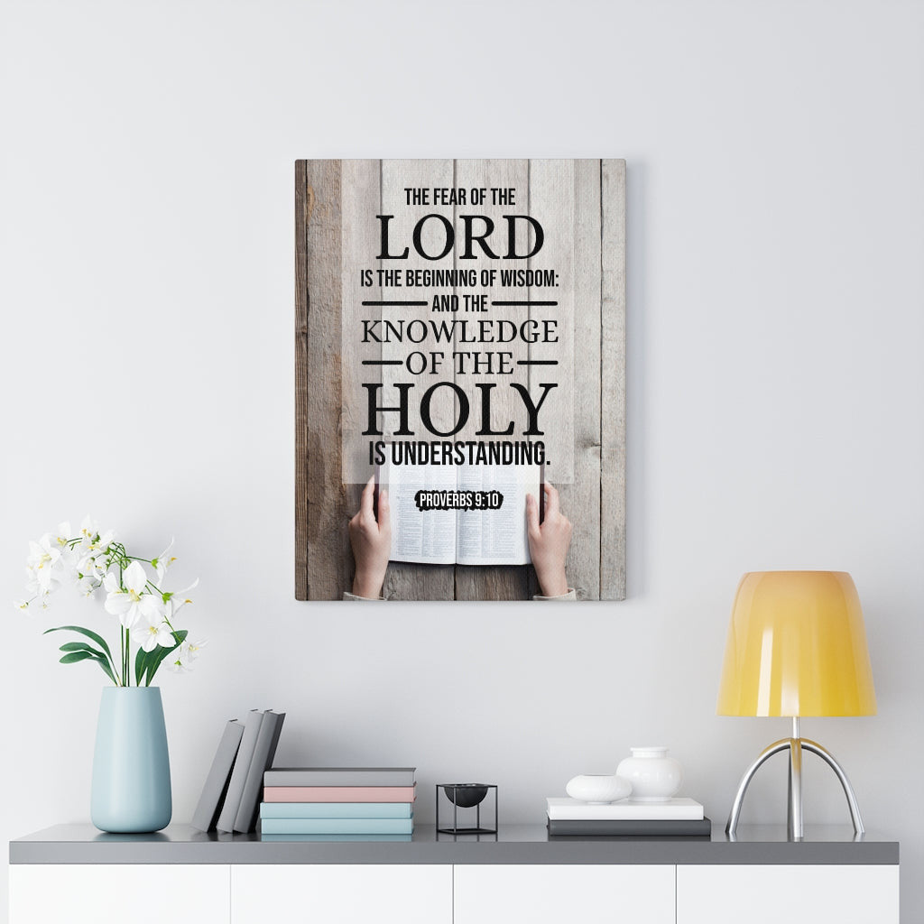 Scripture Canvas Beginning of Wisdom Proverbs 9:10 KJV Christian Wall Art Bible Verse Meaningful Home Decor Gifts Unique Housewarming Gift Ideas Framed Prints, Canvas