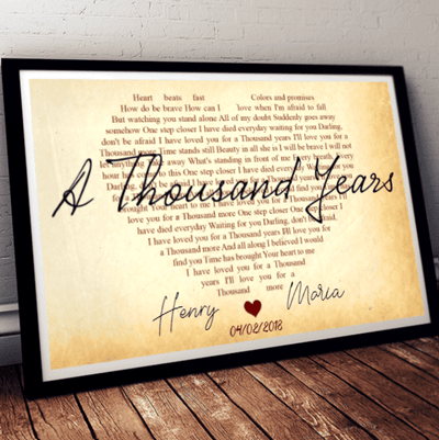 Custom Gift Couple Valentine A Thousand Years Personalized Canvas Painting, Canvas Hanging Landscape Framed Prints, Canvas