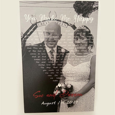 Personalized Anniversary Home Decor Wall Art Gift Ideas Gift For Grandma Grandpa, Customize Photo Love Song Lyrics Framed Prints, Canvas