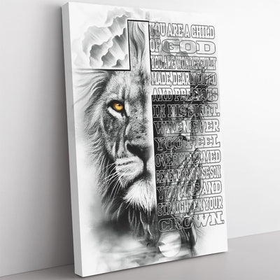 Christian Lion Home Decor Wall Art Gift Ideas Gift for Son, You Are a Child of God, Whenever You Feel Overwhelmed Home Decor Wall Art Gift Ideas Framed Prints, Canvas