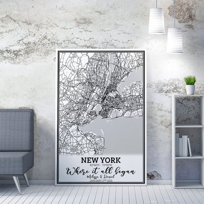 Personalized Home Decor Wall Art Gift Ideas Gift For Coule, Memory Love City Map Print Home Decor Wall Art Gift Ideas Gift for Him Her Framed Prints, Canvas