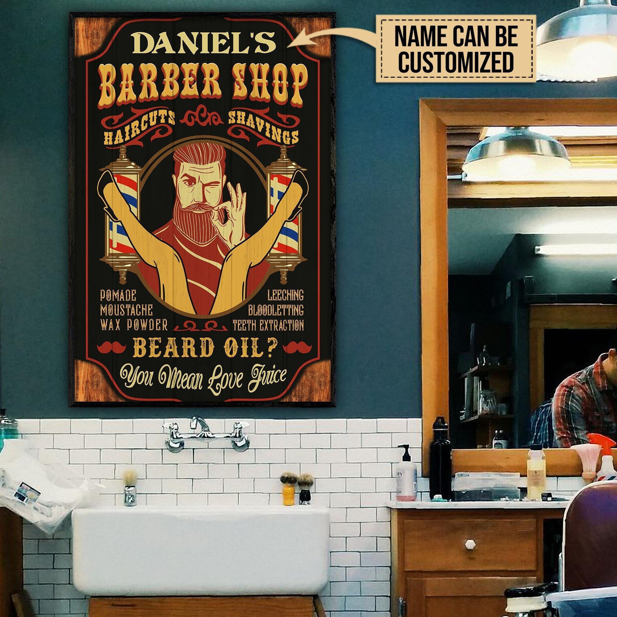 Personalized Canvas Frames Home Decoration Barber Beard Oil  Framed Prints, Canvas