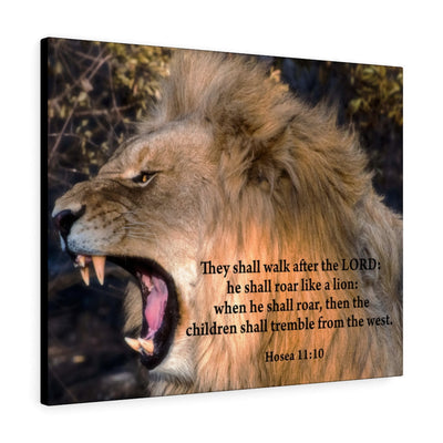 Scripture Canvas Roaring Lion of Judah Hosea 11:10 Christian Wall Art Bible Verse Meaningful Home Decor Gifts Unique Housewarming Gift Ideas Framed Prints, Canvas