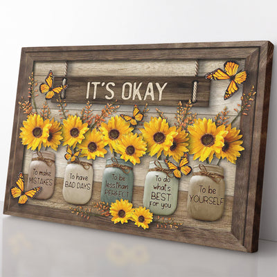 Motivational Home Decor Wall Art Gift Ideas Gift Ideas, Butterfly and Sunflower Vintage Home Decor Wall Art Gift Ideas, It's Okay to Make Mistake Home Decor Wall Art Gift Ideas Framed Prints, Canvas