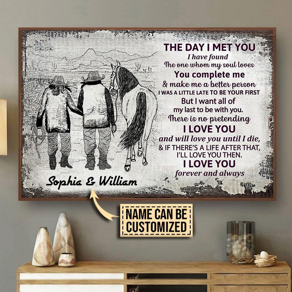 Personalized Canvas Frames Home Decoration Cowboy The Day I Met You Sketch  Framed Prints, Canvas