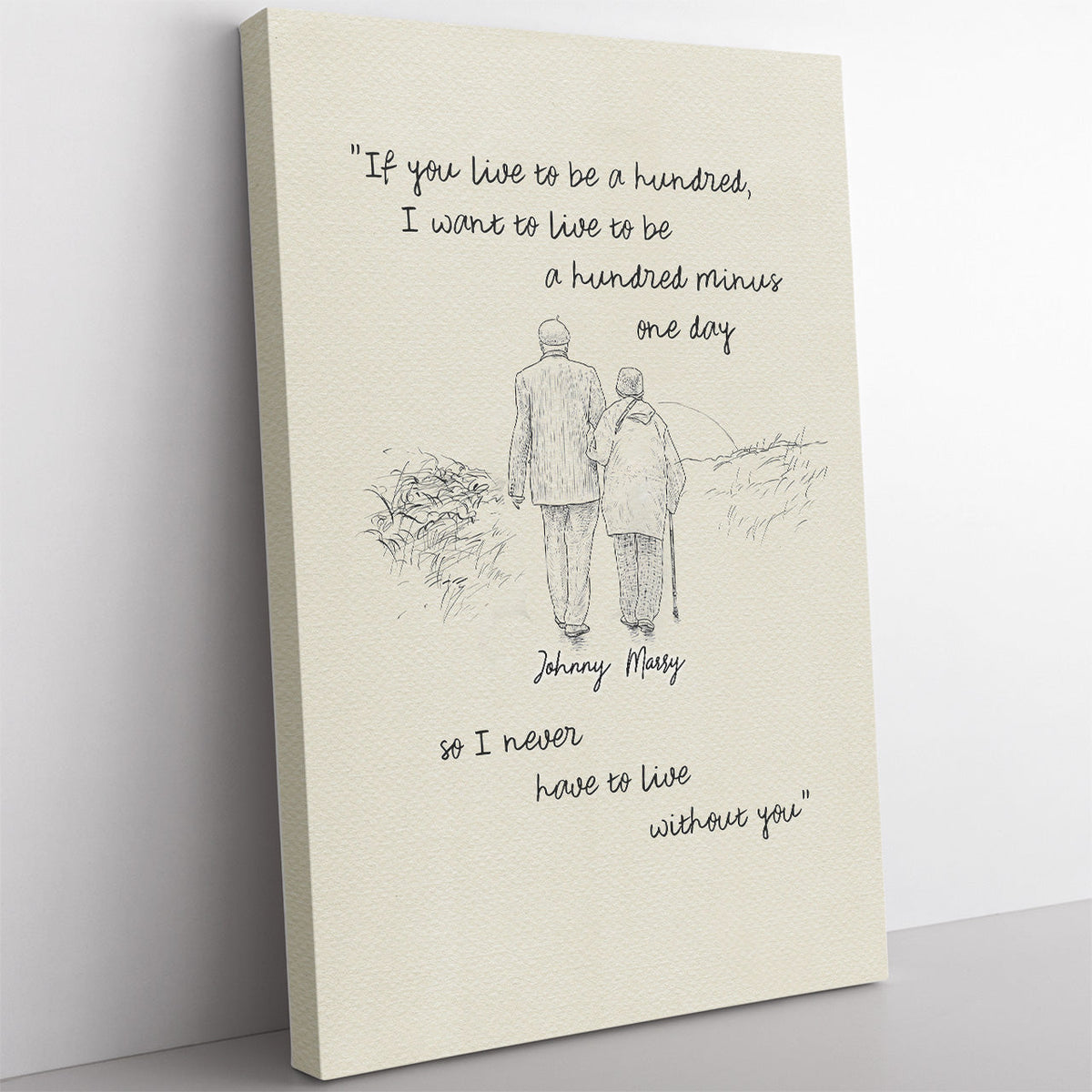 Anniversary Loving Quote Home Decor Wall Art Gift Ideas for Wife, You Live a Hundred I Live a Hundred Minus Home Decor Wall Art Gift Ideas for Wife Framed Prints, Canvas