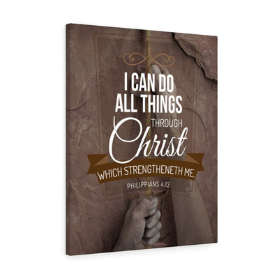 Scripture Canvas Through Christ Philippians 4:13 Christian Wall Art Bible Verse Meaningful Home Decor Gifts Unique Housewarming Gift Ideas Framed Prints, Canvas