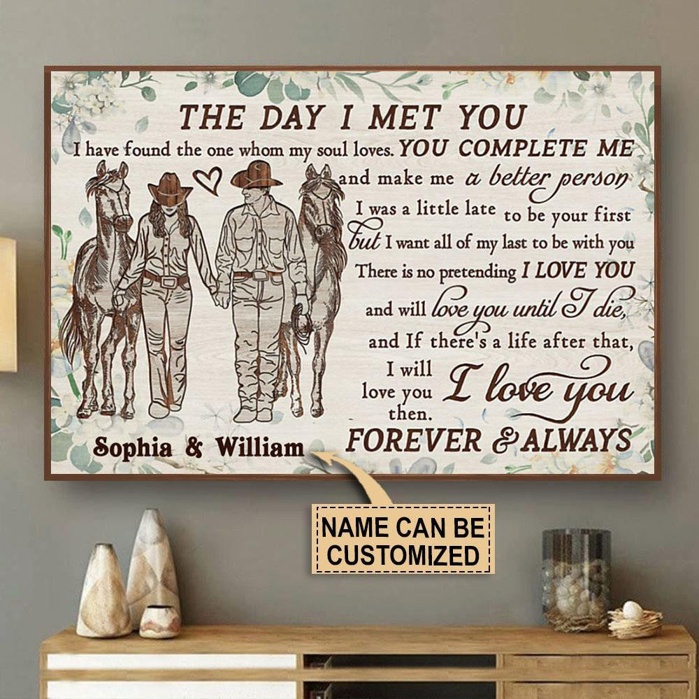 Personalized Canvas Frames Home Decoration Cowboy Couple The Day I Met  Framed Prints, Canvas