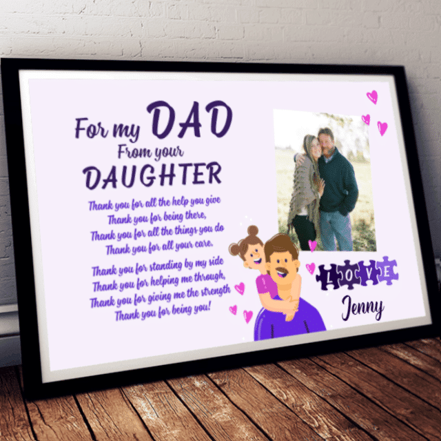Custom Photo Gift For My Dad Personalized Wall Art Landscape Framed Prints, Canvas