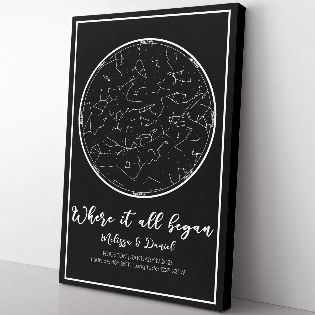 Star Map Birth Home Decor Wall Art Gift Ideas, Map of the Stars on Birthday Gift Framed Prints, Canvas