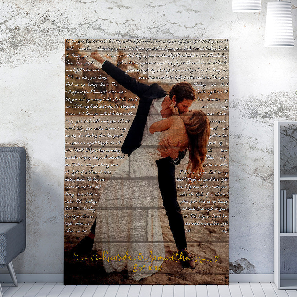 5th Anniversary Wall Art Gift First Dance Song Lyrics, Anniversary Vows Wood Print Photo Wall Art Wall Art Framed Prints, Canvas