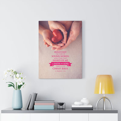 Scripture Canvas Faith and Love 2 Timothy 1:13 Christian Wall Art Bible Verse Meaningful Home Decor Gifts Unique Housewarming Gift Ideas Framed Prints, Canvas