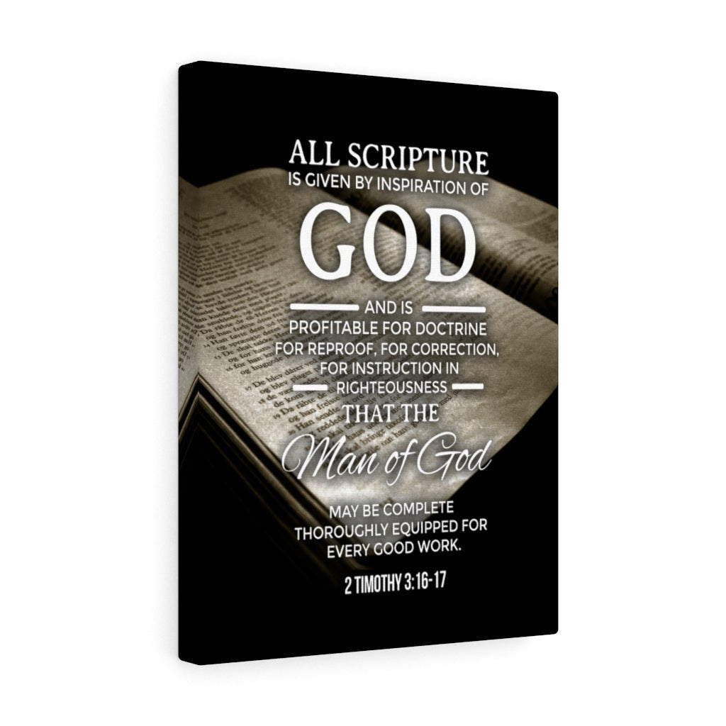 Scripture Canvas Inspiration of God 2 Timothy 3:16-17 Christian Wall Art Bible Verse Meaningful Home Decor Gifts Unique Housewarming Gift Ideas Framed Prints, Canvas