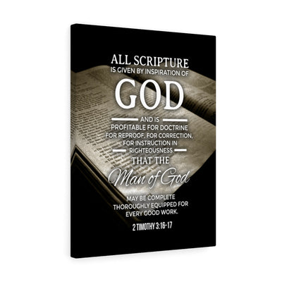Scripture Canvas Inspiration of God 2 Timothy 3:16-17 Christian Wall Art Bible Verse Meaningful Home Decor Gifts Unique Housewarming Gift Ideas Framed Prints, Canvas