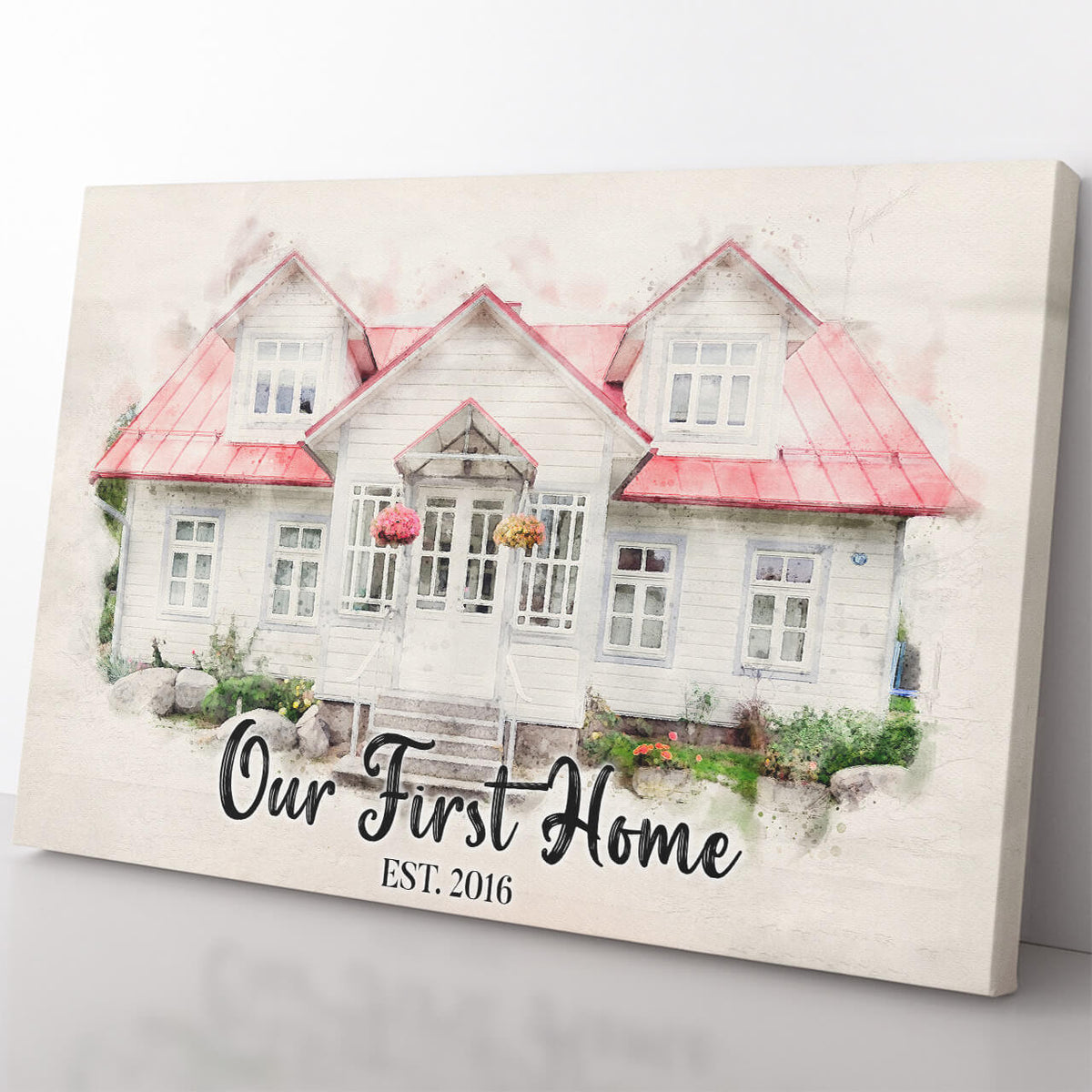 Custom House Portrait Housewarming Gift Home Decor Wall Art Gift Ideas, New First Home Watercolor Gift Home Decor Wall Art Gift Ideas Framed Prints, Canvas