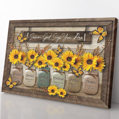 Motivational Home Decor Wall Art Gift Ideas Gift Ideas, Butterfly and Sunflower Vintage God Says You Are Home Decor Wall Art Gift Ideas Framed Prints, Canvas