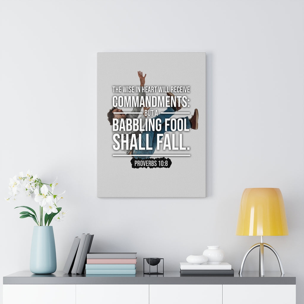 Scripture Canvas Wise In Heart Proverbs 10:8 Christian Wall Art Bible Verse Meaningful Home Decor Gifts Unique Housewarming Gift Ideas Framed Prints, Canvas