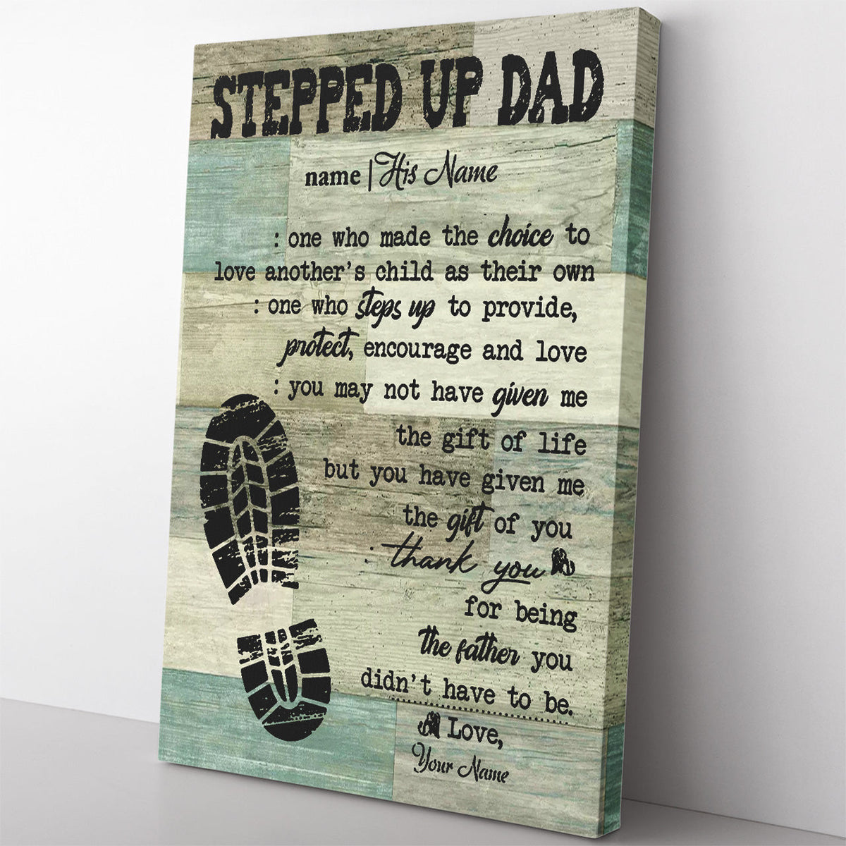 Bonus Dad Definition Home Decor Wall Art Gift Ideas for Step Father's Day, Steps Up to Provide Encourage and Love Step Dad Home Decor Wall Art Gift Ideas Framed Prints, Canvas