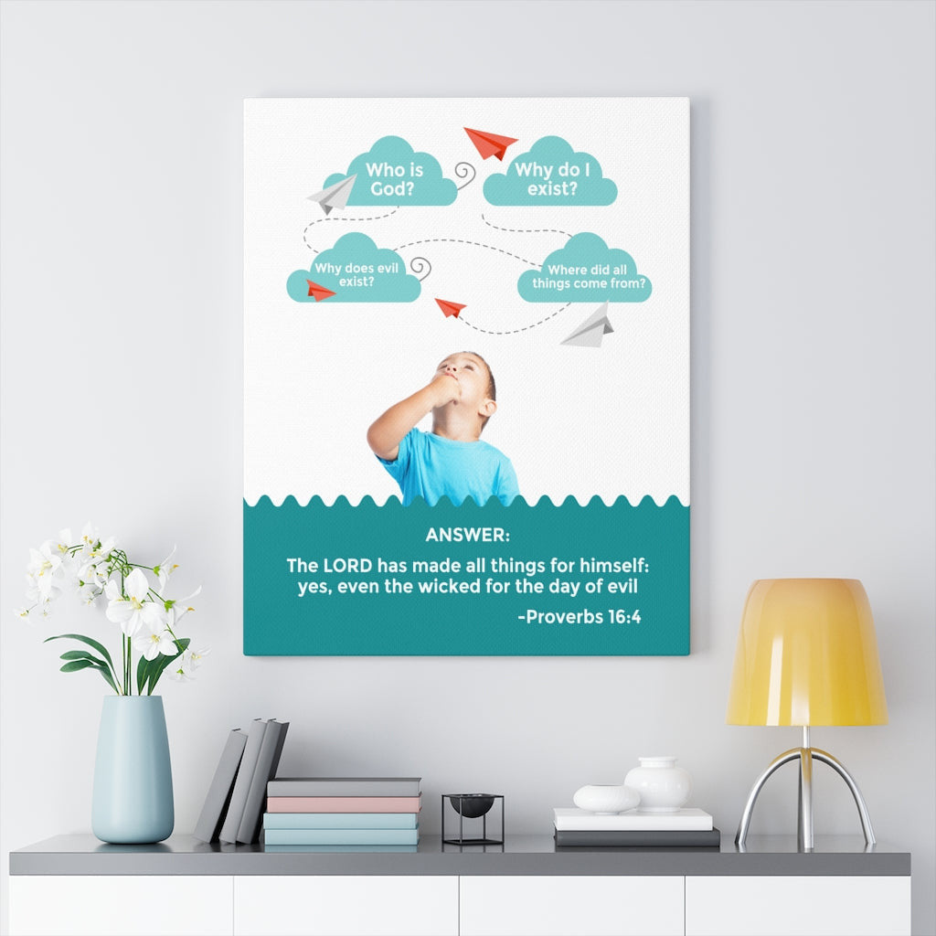 Scripture Canvas All Things Proverbs 16:4 Christian Wall Art Bible Verse Meaningful Home Decor Gifts Unique Housewarming Gift Ideas Framed Prints, Canvas