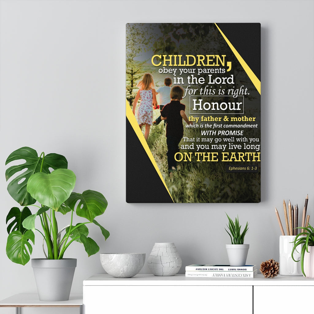 Scripture Canvas Obey Your Parents Ephesians 6:13 Christian Wall Art Bible Verse Meaningful Home Decor Gifts Unique Housewarming Gift Ideas Framed Prints, Canvas
