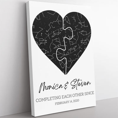 Personalized Heart Stars Map Print On Home Decor Wall Art Gift Ideas, Constellation Map on Birthday Home Decor Wall Art Gift Ideas Framed Prints, Canvas