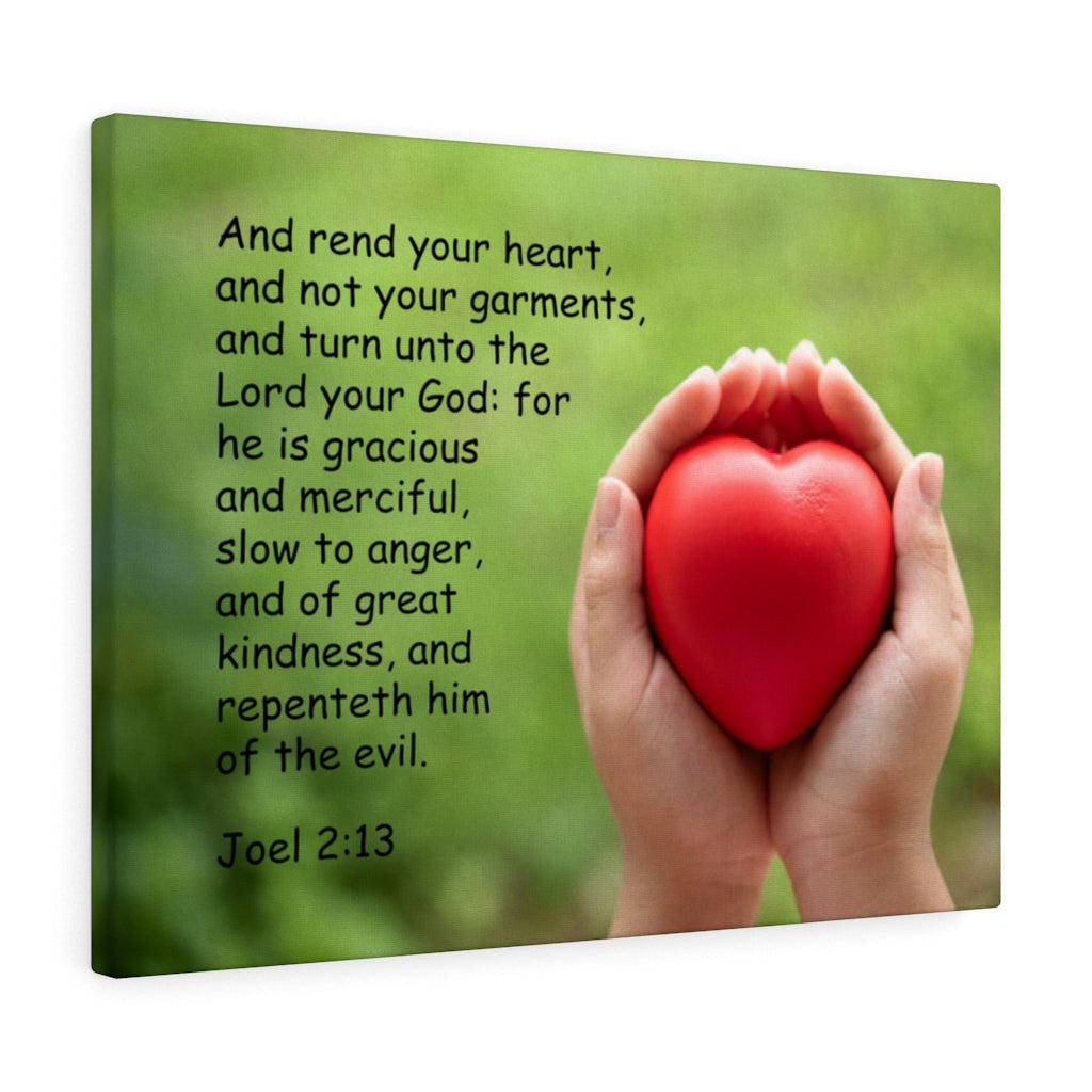 Scripture Canvas Rend Your Hearts and Not Your Garments Joel 2:13 Christian Wall Art Bible Verse Meaningful Home Decor Gifts Unique Housewarming Gift Ideas Framed Prints, Canvas