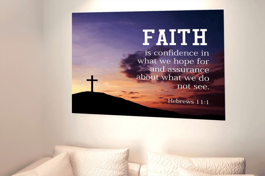 Scripture Canvas Why I Believe Hebrews 11:1 Christian Wall Art Bible Verse Meaningful Home Decor Gifts Unique Housewarming Gift Ideas Framed Prints, Canvas