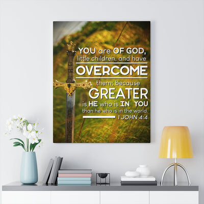 Scripture Canvas You Are of God 1 John 4:4 Christian Wall Art Bible Verse Meaningful Home Decor Gifts Unique Housewarming Gift Ideas Framed Prints, Canvas
