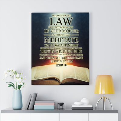 Scripture Canvas Book of the Law Joshua 1:8  Christian Wall Art Bible Verse Meaningful Home Decor Gifts Unique Housewarming Gift Ideas Framed Prints, Canvas