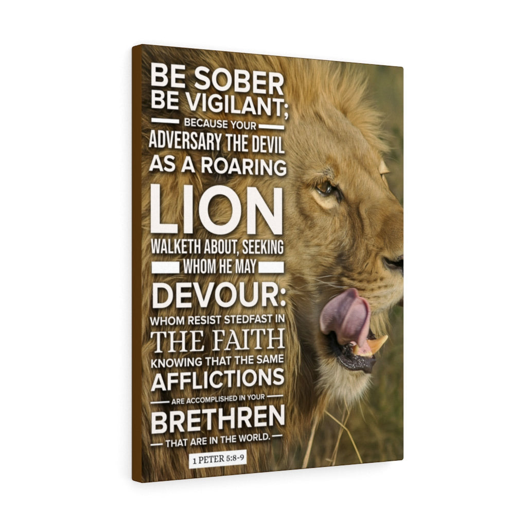 Scripture Canvas Be Vigilant 1 Peter 5:89 Christian Wall Art Bible Verse Meaningful Home Decor Gifts Unique Housewarming Gift Ideas Framed Prints, Canvas