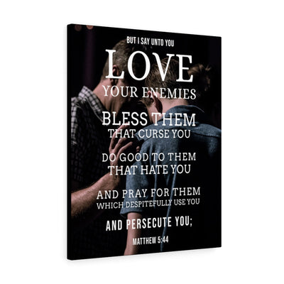 Scripture Canvas Love Your Enemies Matthew 5:44 Christian Wall Art Bible Verse Meaningful Home Decor Gifts Unique Housewarming Gift Ideas Framed Prints, Canvas
