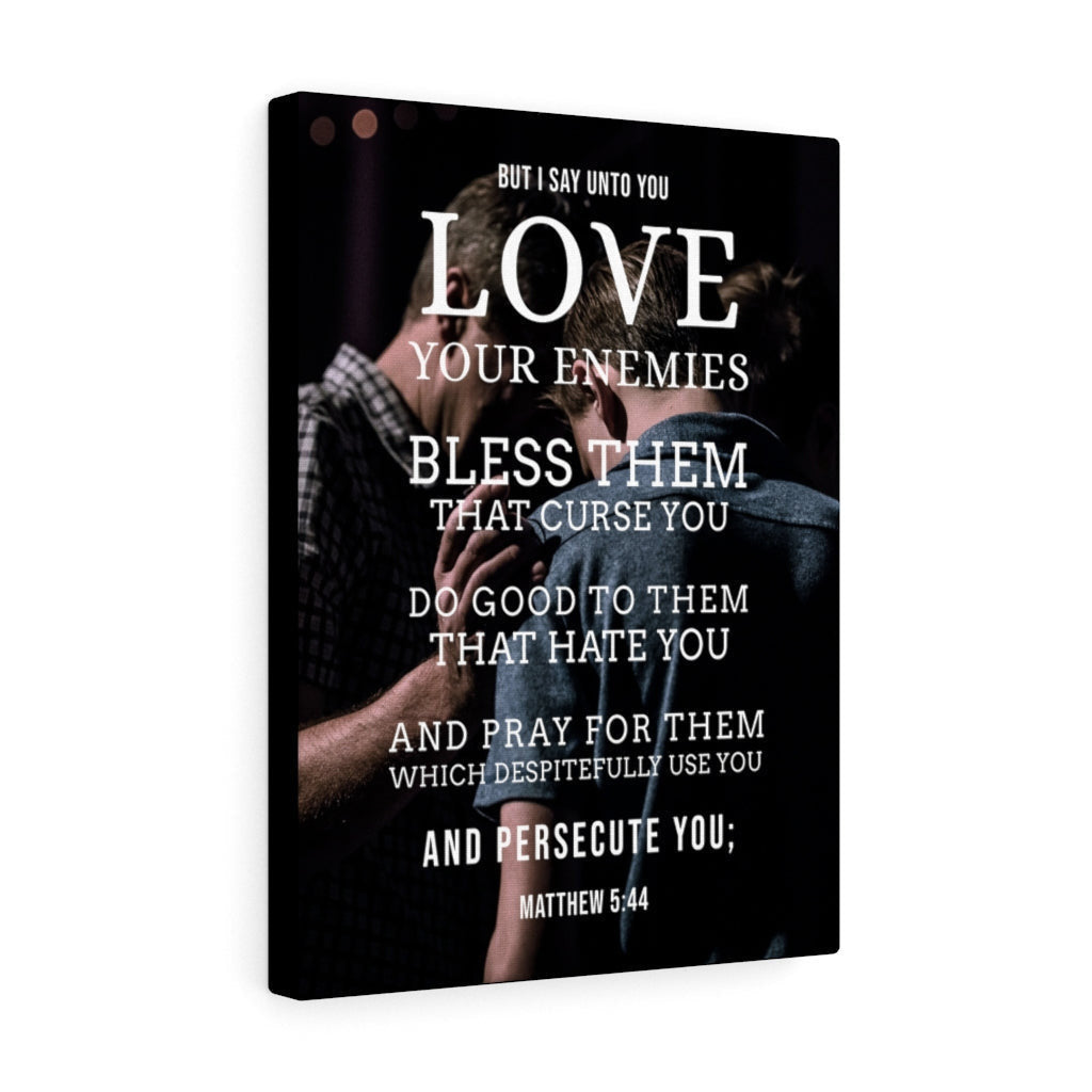 Scripture Canvas Love Your Enemies Matthew 5:44 Christian Wall Art Bible Verse Meaningful Home Decor Gifts Unique Housewarming Gift Ideas Framed Prints, Canvas