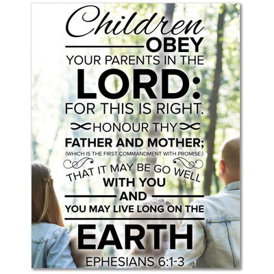 Scripture Canvas Obey Your Parents Ephesians 6:13 Christian Wall Art Bible Verse Meaningful Home Decor Gifts Unique Housewarming Gift Ideas Framed Prints, Canvas