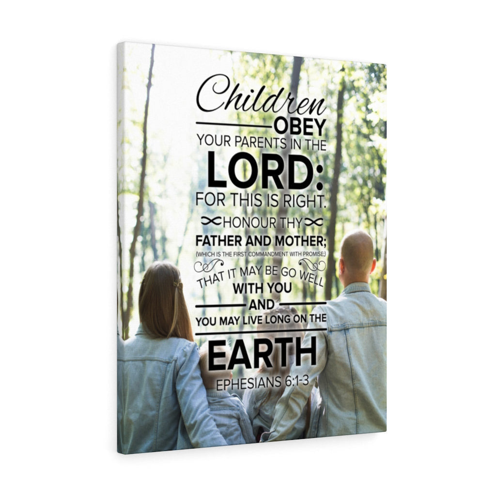 Scripture Canvas Obey Your Parents Ephesians 6:13 Christian Wall Art Bible Verse Meaningful Home Decor Gifts Unique Housewarming Gift Ideas Framed Prints, Canvas