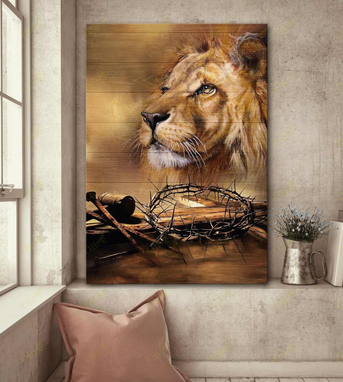 Jesus, Beautiful Lion Easter- Matte Wall Art Gallery Canvas Painting, Canvas Hanging Home Decor Gift Idea Framed Prints, Canvas