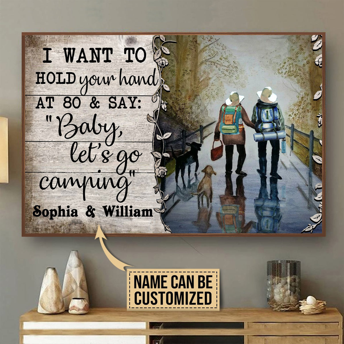 Personalized Canvas Frames Home Decoration Camping Hold Your Hand  Framed Prints, Canvas