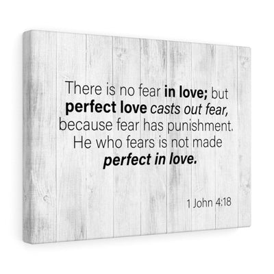 Scripture Canvas No Fear in Love 1 John 4:18 Christian Wall Art Bible Verse Meaningful Home Decor Gifts Unique Housewarming Gift Ideas Framed Prints, Canvas