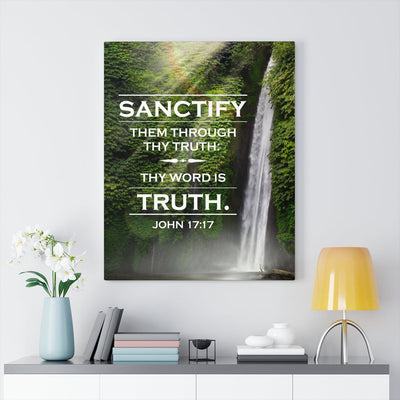 Scripture Canvas Sanctify Them John 17:17 Christian Wall Art Bible Verse Meaningful Home Decor Gifts Unique Housewarming Gift Ideas Framed Prints, Canvas
