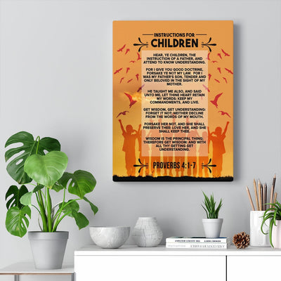 Scripture Canvas Instructions for Children Proverbs 4:1?-?7 Christian Wall Art Bible Verse Meaningful Home Decor Gifts Unique Housewarming Gift Ideas Framed Prints, Canvas