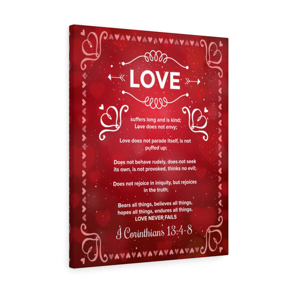 Scripture Canvas Love Never Fails 1 Corinthians 13:4?-?8 Christian Wall Art Bible Verse Meaningful Home Decor Gifts Unique Housewarming Gift Ideas Framed Prints, Canvas