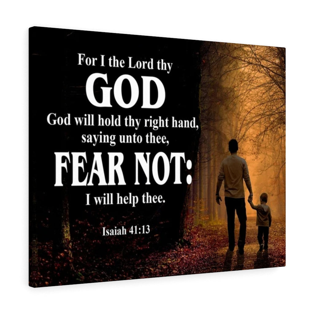 Scripture Canvas Fear Not Isaiah 41:13 Scripture Christian Wall Art Bible Verse Meaningful Home Decor Gifts Unique Housewarming Gift Ideas Framed Prints, Canvas