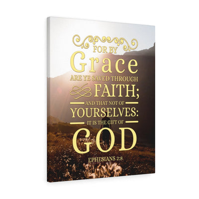 Scripture Canvas For by Grace Ephesians 2:8 Christian Wall Art Bible Verse Meaningful Home Decor Gifts Unique Housewarming Gift Ideas Framed Prints, Canvas