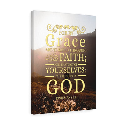 Scripture Canvas For by Grace Ephesians 2:8 Christian Wall Art Bible Verse Meaningful Home Decor Gifts Unique Housewarming Gift Ideas Framed Prints, Canvas